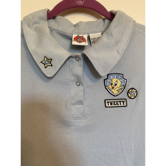 Looney Tunes Tweety Embellishment Embroidered Patches Golf Polo Shirt-Pin Holes - Picture 2 of 10